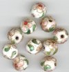 10 8mm White Cloisonné Rounds